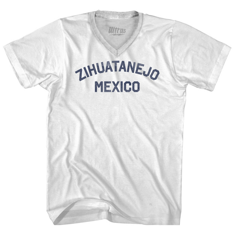 Zihuatanejo Mexico Adult Tri-Blend V-neck T-shirt - White