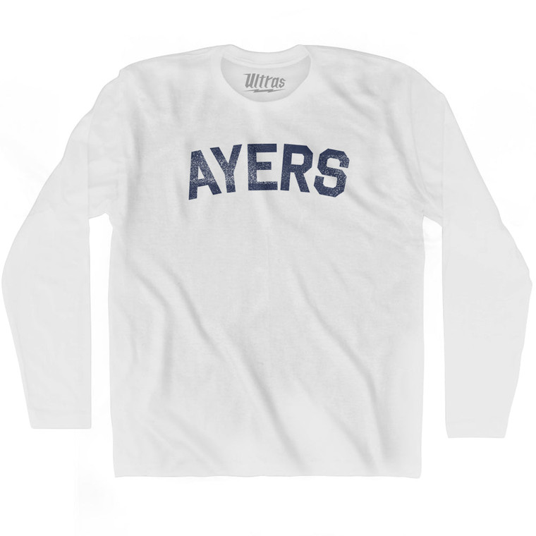 AYERS Adult Cotton Long Sleeve T-shirt - White