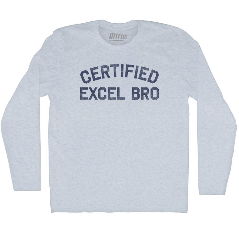 Certified Excel Bro Adult Tri-Blend Long Sleeve T-shirt - Athletic White