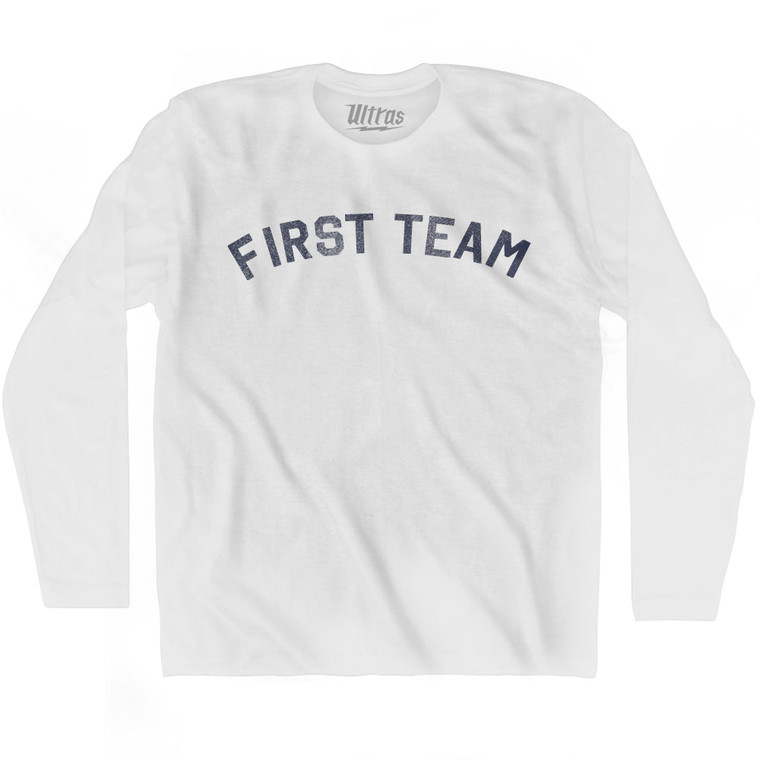 First Team Adult Cotton Long Sleeve T-shirt - White