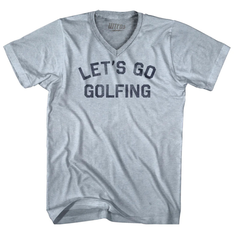 Let's Go Golfing Adult Tri-Blend V-neck T-shirt - Heather White