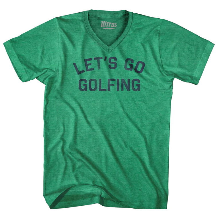 Let's Go Golfing Adult Tri-Blend V-neck T-shirt - Kelly