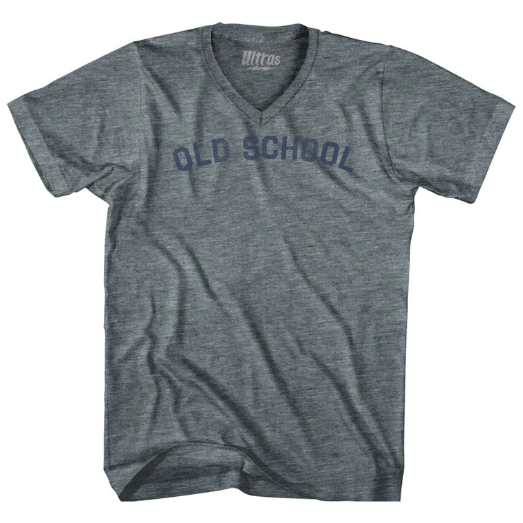 Old School Tri-Blend V-neck Womens Junior Cut T-shirt - Athletic Grey