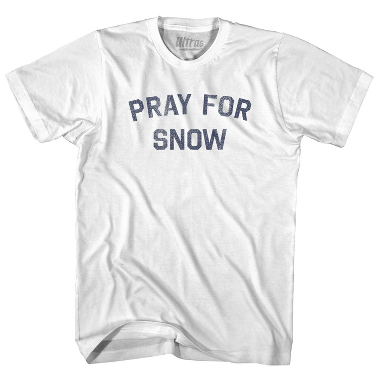 Pray For Snow Adult Cotton T-shirt - White