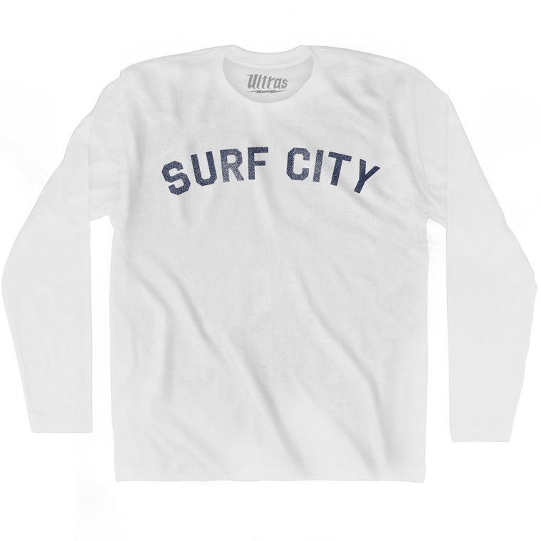 Surf City Adult Cotton Long Sleeve T-shirt - White