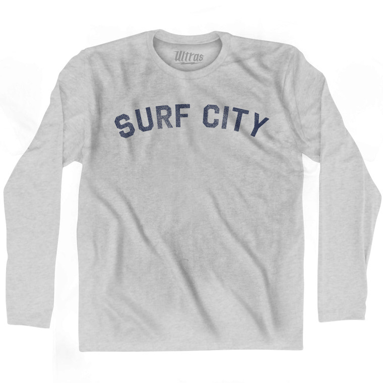 Surf City Adult Cotton Long Sleeve T-shirt - Grey Heather