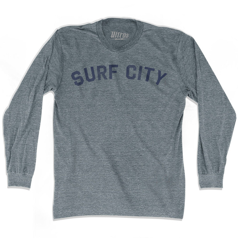 Surf City Adult Tri-Blend Long Sleeve T-shirt - Athletic Grey