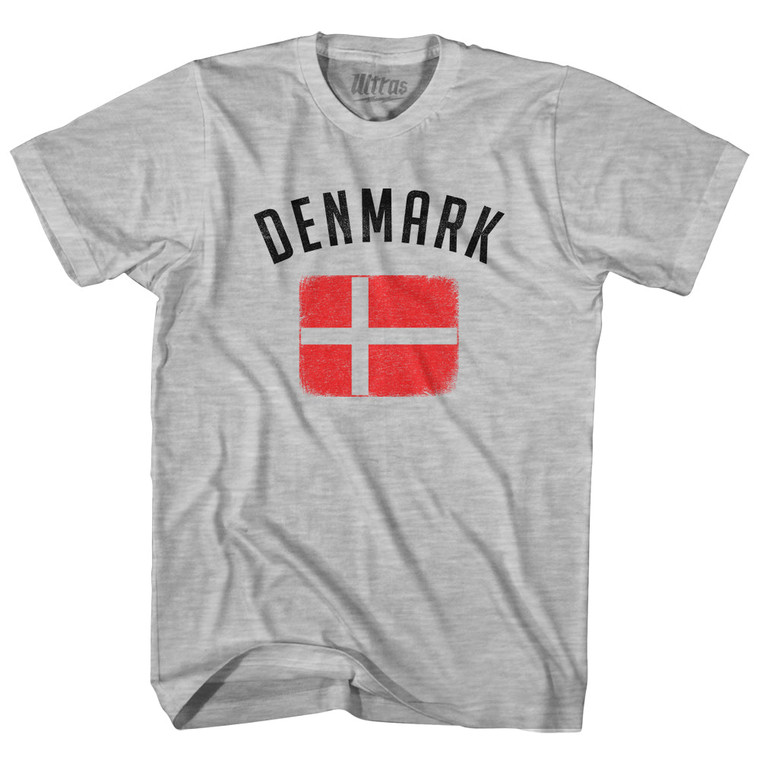 Denmark Country Flag Heritage Womens Cotton Junior Cut T-Shirt - Grey Heather