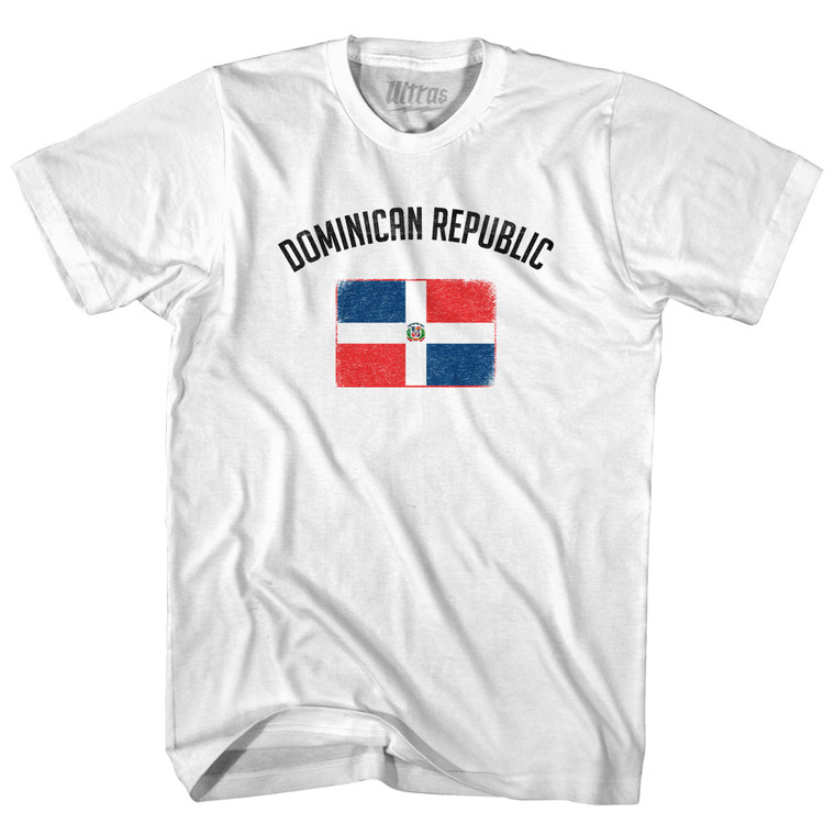 Dominican Republic Country Flag Heritage Adult Cotton T-shirt - White