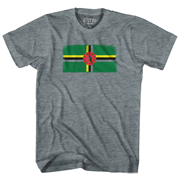 Dominica Country Flag Womens Tri-Blend Junior Cut T-Shirt - Athletic Grey