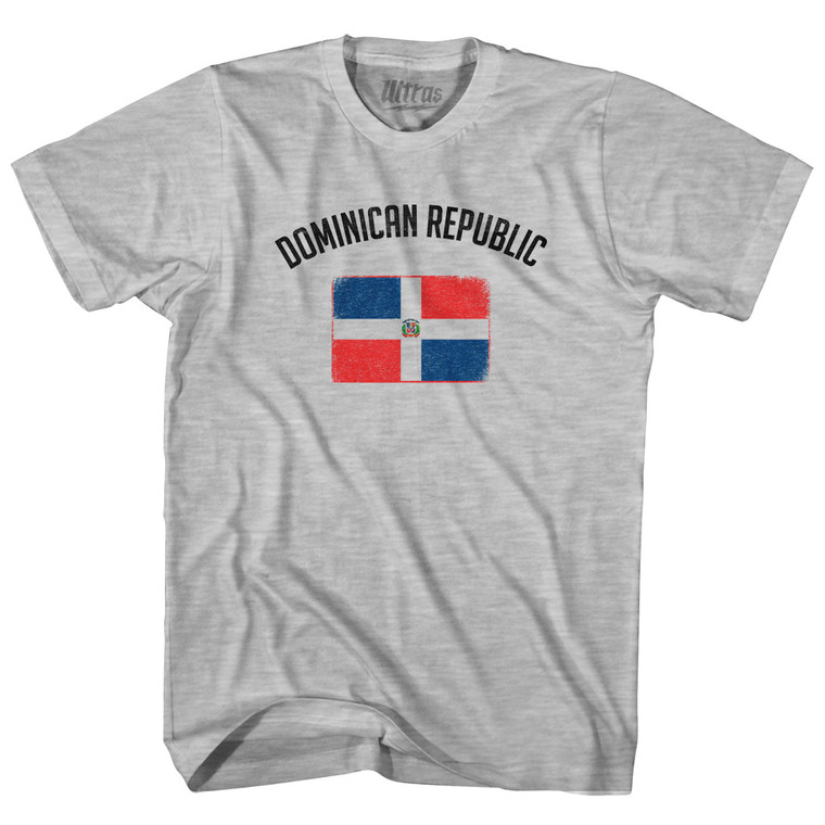 Dominican Republic Country Flag Heritage Adult Cotton T-shirt - Grey Heather
