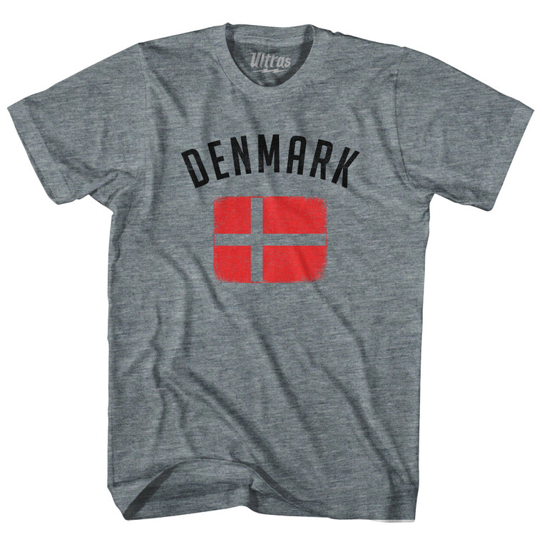 Denmark Country Flag Heritage Womens Tri-Blend Junior Cut T-Shirt - Athletic Grey