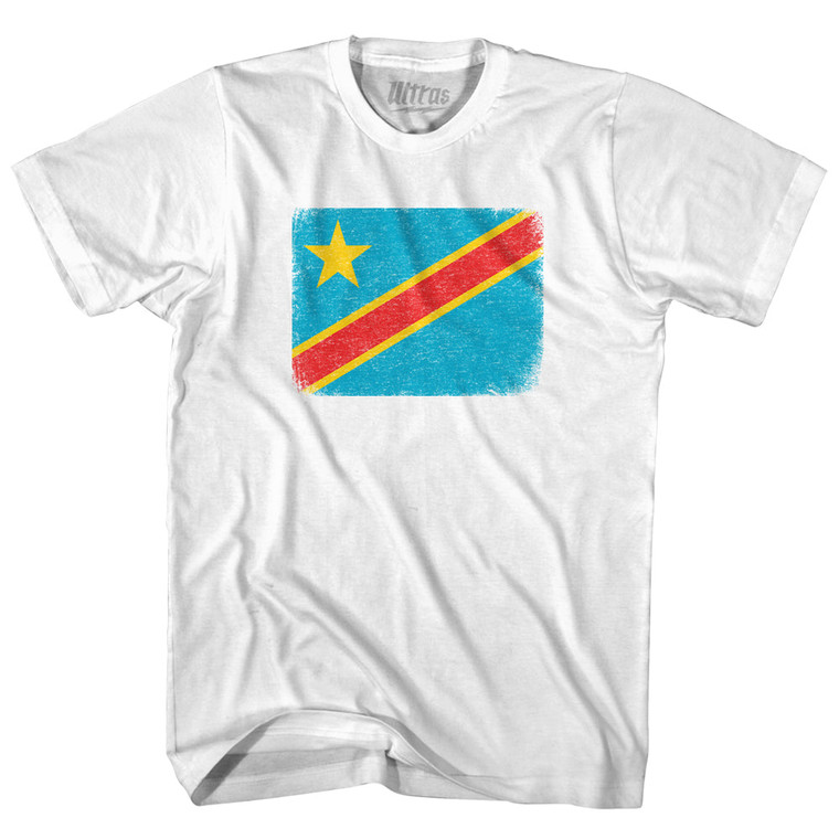 DR Congo Country Flag Adult Cotton T-shirt - White