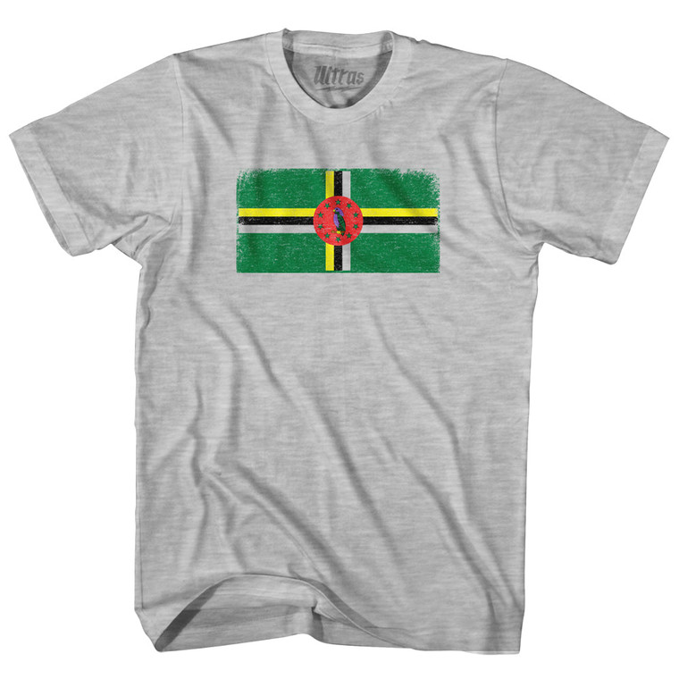 Dominica Country Flag Adult Cotton T-shirt - Grey Heather