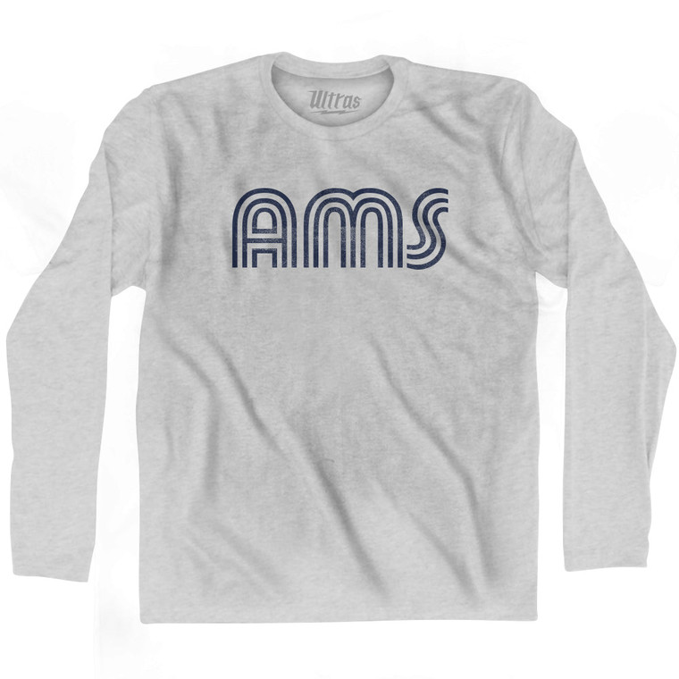 Amsterdam AMS Airport Adult Cotton Long Sleeve T-shirt - Grey Heather