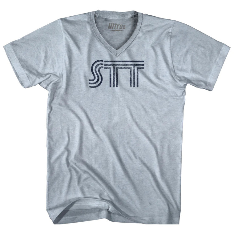 Charlotte Amalie St Thomas STT Airport Adult Tri-Blend V-neck T-shirt - Heather White