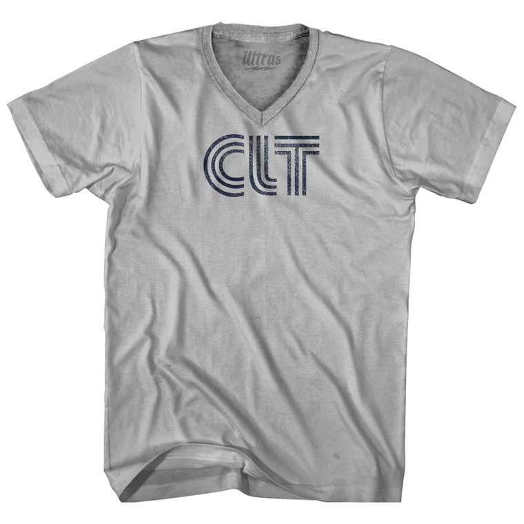 Charlotte CLT Airport Adult Tri-Blend V-neck T-shirt - Cool Grey