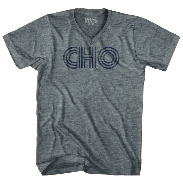 Charlottesville CHO Airport Tri-Blend V-neck Womens Junior Cut T-shirt - Athletic Grey