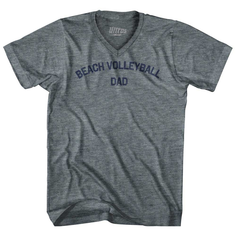 Beach Volleyball Dad Tri-Blend V-neck Womens Junior Cut T-shirt - Athletic Grey