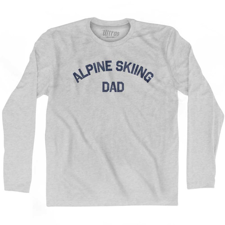 Alpine Skiing Dad Adult Cotton Long Sleeve T-shirt - Grey Heather