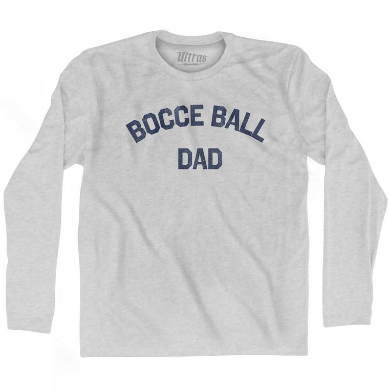 Bocce Ball Dad Adult Cotton Long Sleeve T-shirt - Grey Heather