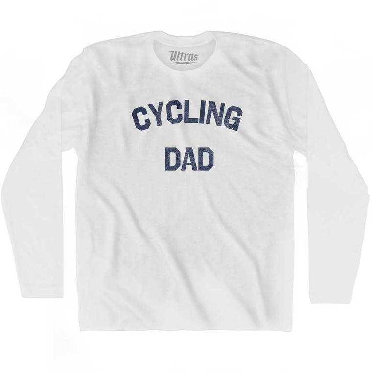 Cycling Dad Adult Cotton Long Sleeve T-shirt - White
