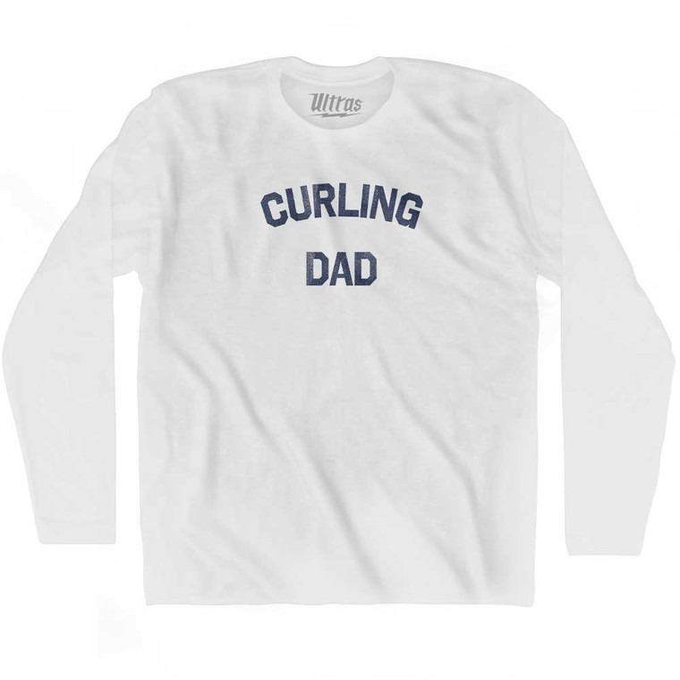 Curling Dad Adult Cotton Long Sleeve T-shirt - White
