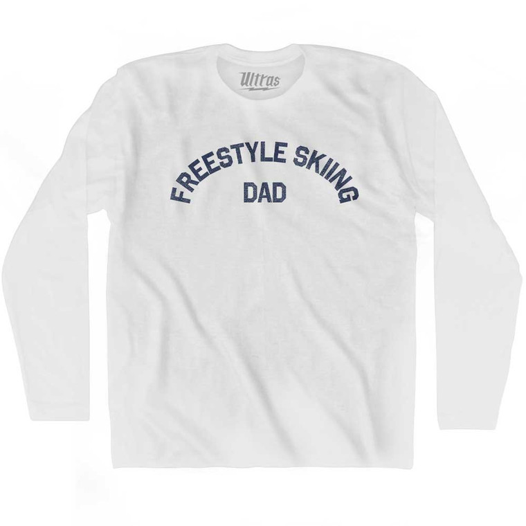 Freestyle Skiing Dad Adult Cotton Long Sleeve T-shirt - White