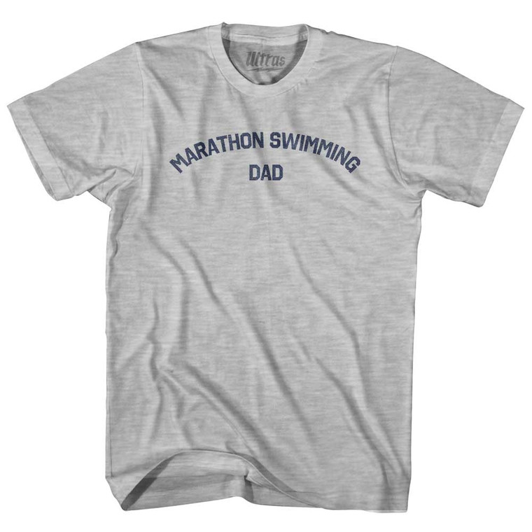 Marathon Swimming Dad Adult Cotton T-shirt - Grey Heather