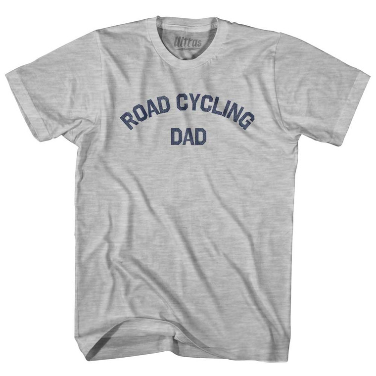 Road Cycling Dad Adult Cotton T-shirt - Grey Heather