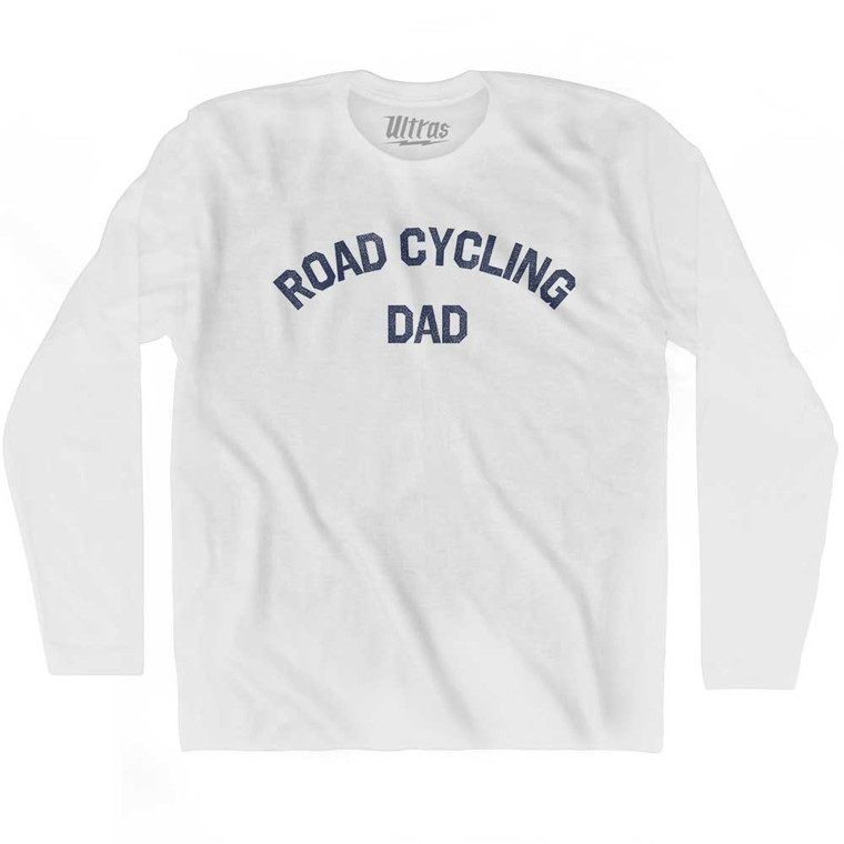 Road Cycling Dad Adult Cotton Long Sleeve T-shirt - White