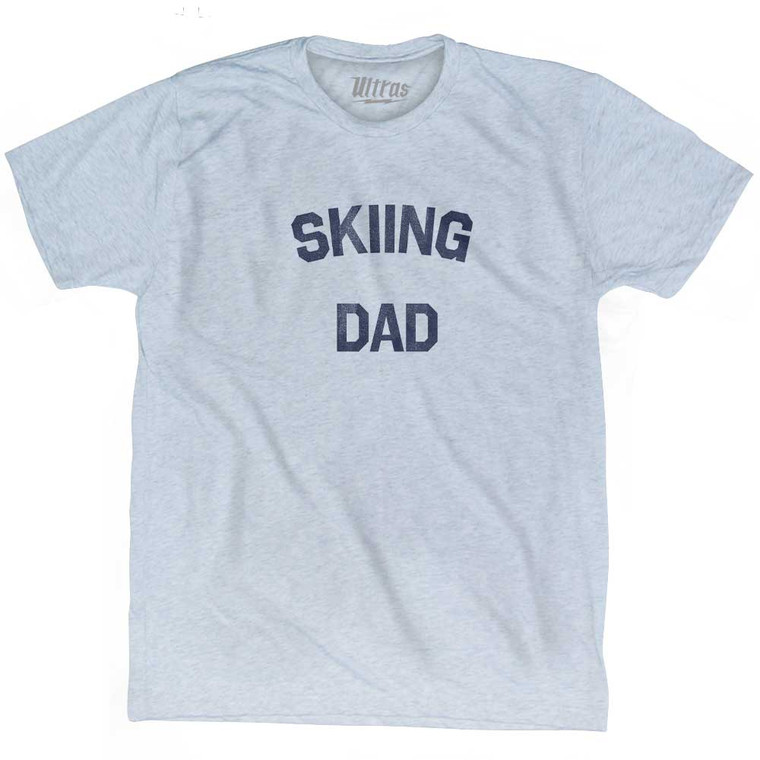 Skiing Dad Adult Tri-Blend T-shirt - Athletic White