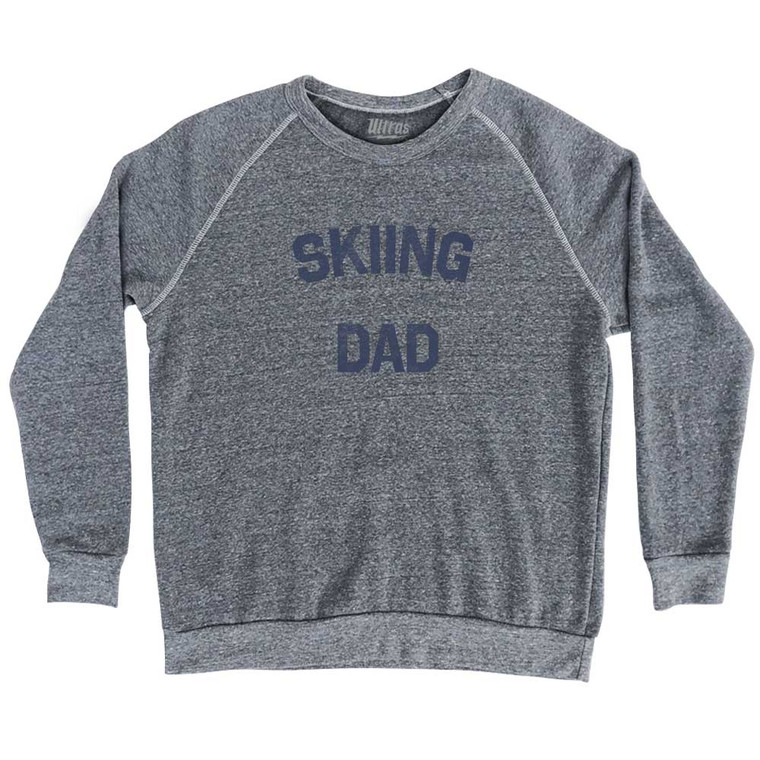 Skiing Dad Adult Tri-Blend Sweatshirt - Athletic Grey
