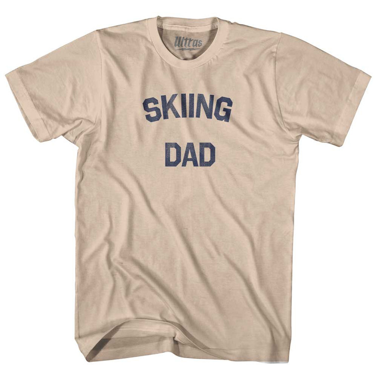 Skiing Dad Adult Cotton T-shirt - Creme