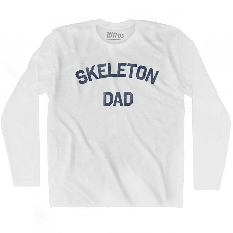 Skeleton Dad Adult Cotton Long Sleeve T-shirt - White