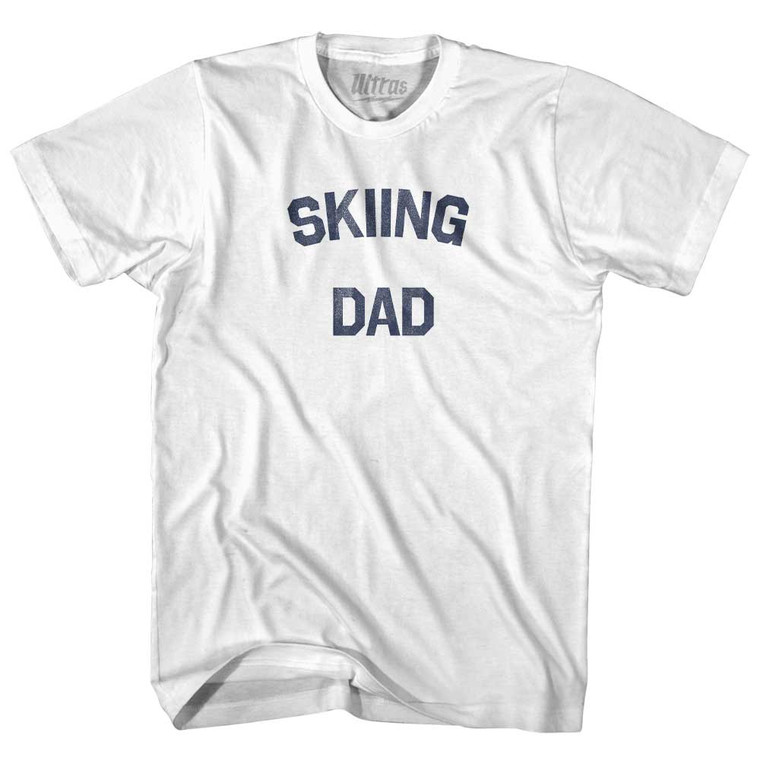 Skiing Dad Adult Cotton T-shirt - White