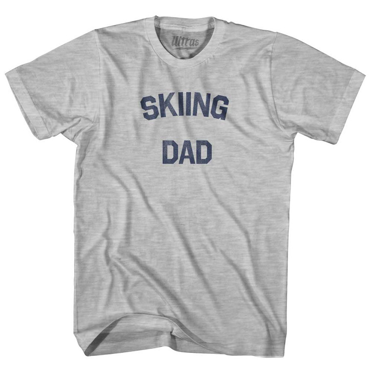 Skiing Dad Adult Cotton T-shirt - Grey Heather