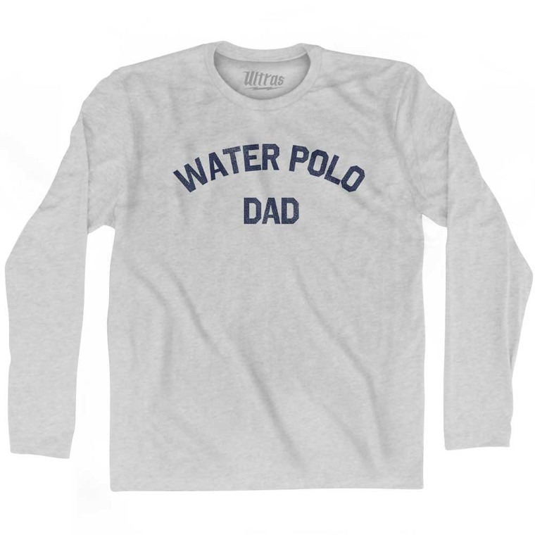 Water Polo Dad Adult Cotton Long Sleeve T-shirt - Grey Heather