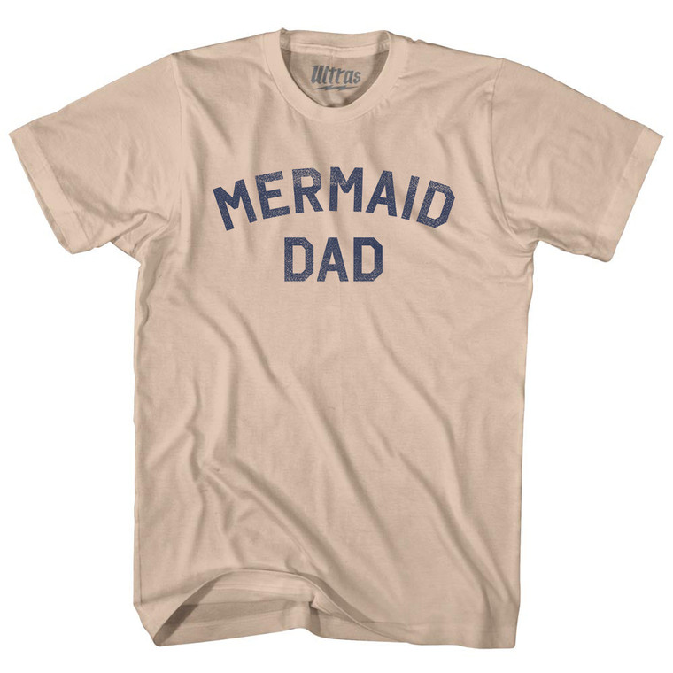 Mermaid Dad Adult Cotton T-shirt - Creme