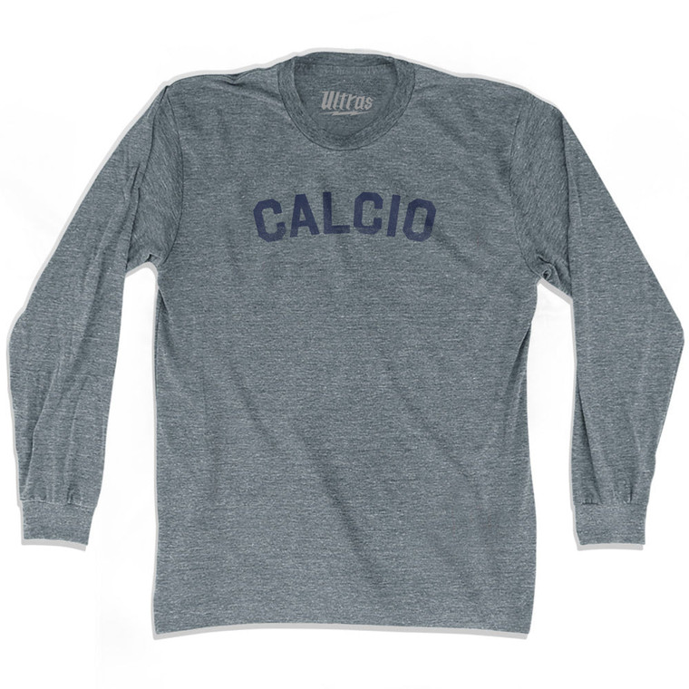 Italian Calcio Soccer Adult Tri-Blend Long Sleeve T-shirt - Athletic Grey