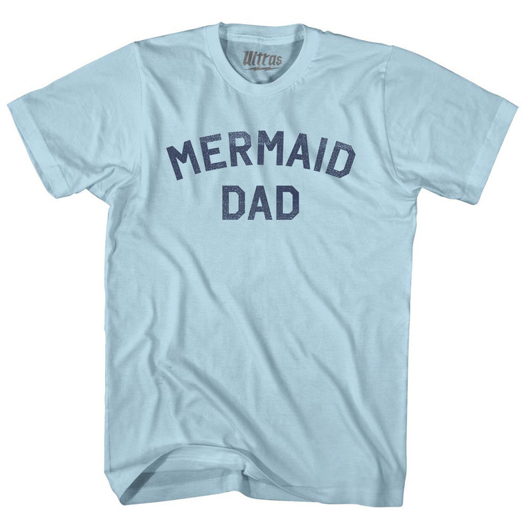 Mermaid Dad Adult Cotton T-shirt - Light Blue