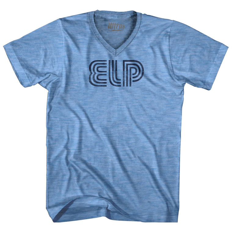 El Paso ELP Airport Adult Tri-Blend V-neck T-shirt - Athletic Blue