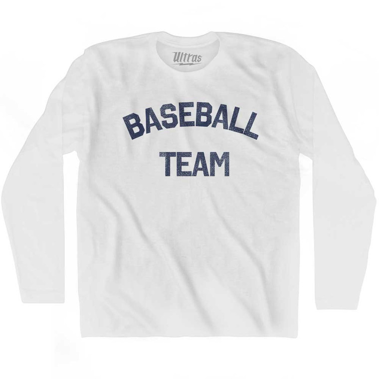 Baseball Team Adult Cotton Long Sleeve T-shirt - White