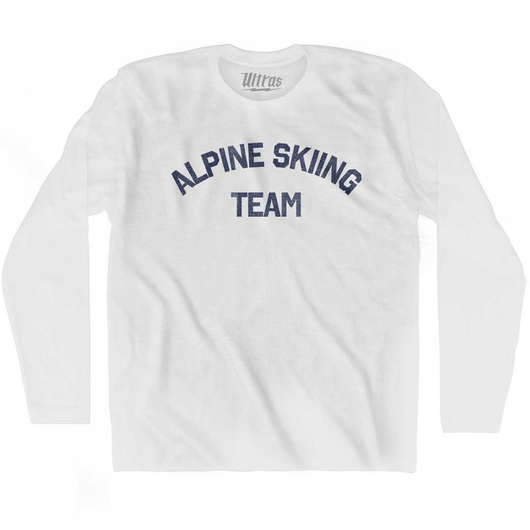 Alpine Skiing Team Adult Cotton Long Sleeve T-shirt - White