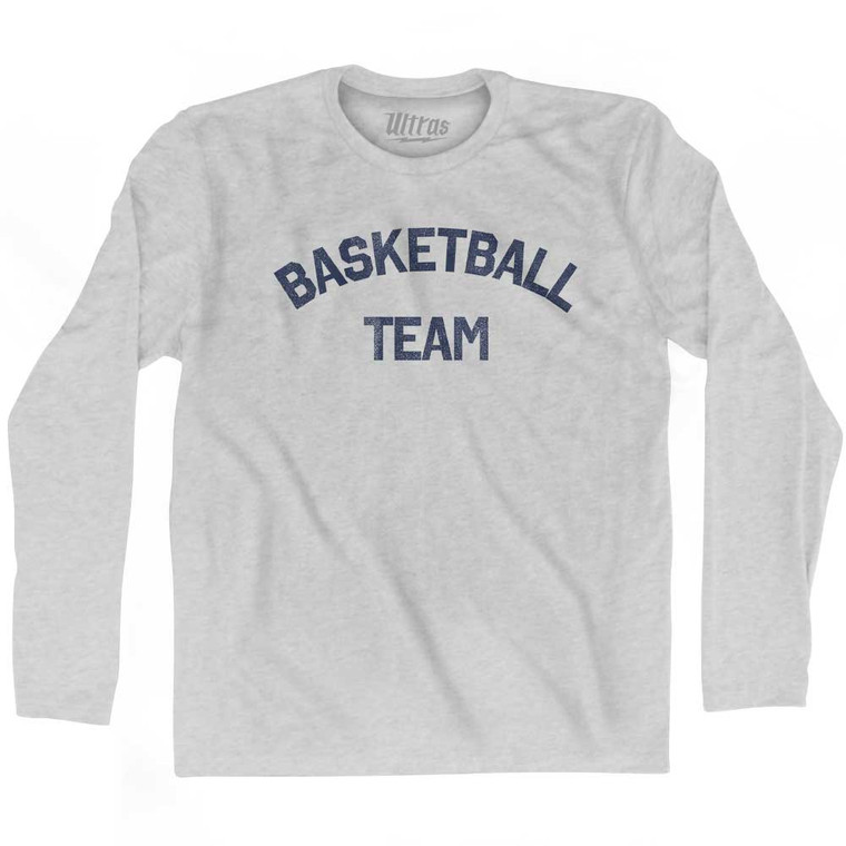 Basketball Team Adult Cotton Long Sleeve T-shirt - Grey Heather