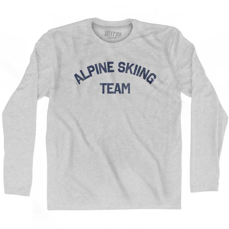 Alpine Skiing Team Adult Cotton Long Sleeve T-shirt - Grey Heather