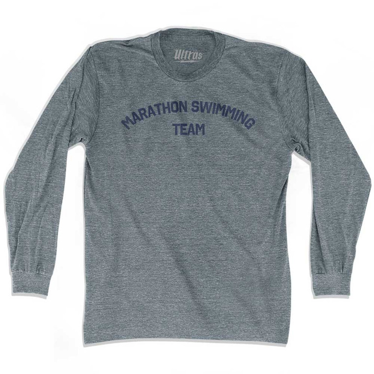 Marathon Swimming Team Adult Tri-Blend Long Sleeve T-shirt - Athletic Grey