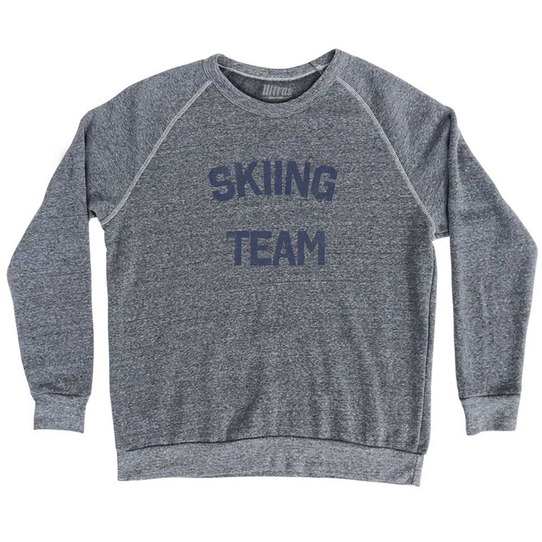 Skiing Team Adult Tri-Blend Sweatshirt - Athletic Grey