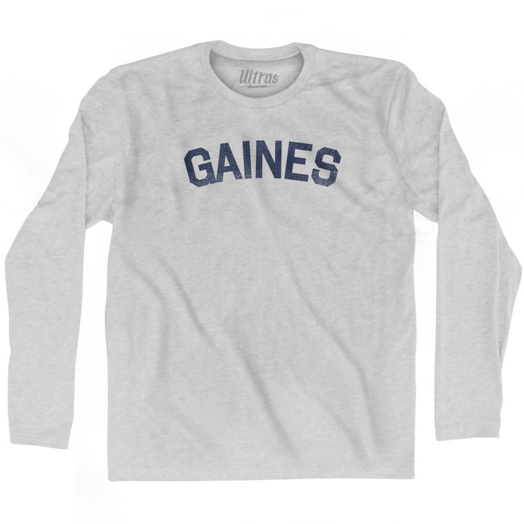 GAINES Adult Cotton Long Sleeve T-shirt - Grey Heather
