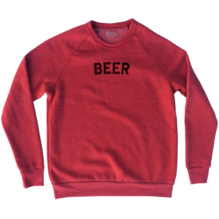 Beer Adult Tri-Blend Sweatshirt - Cardinal Red